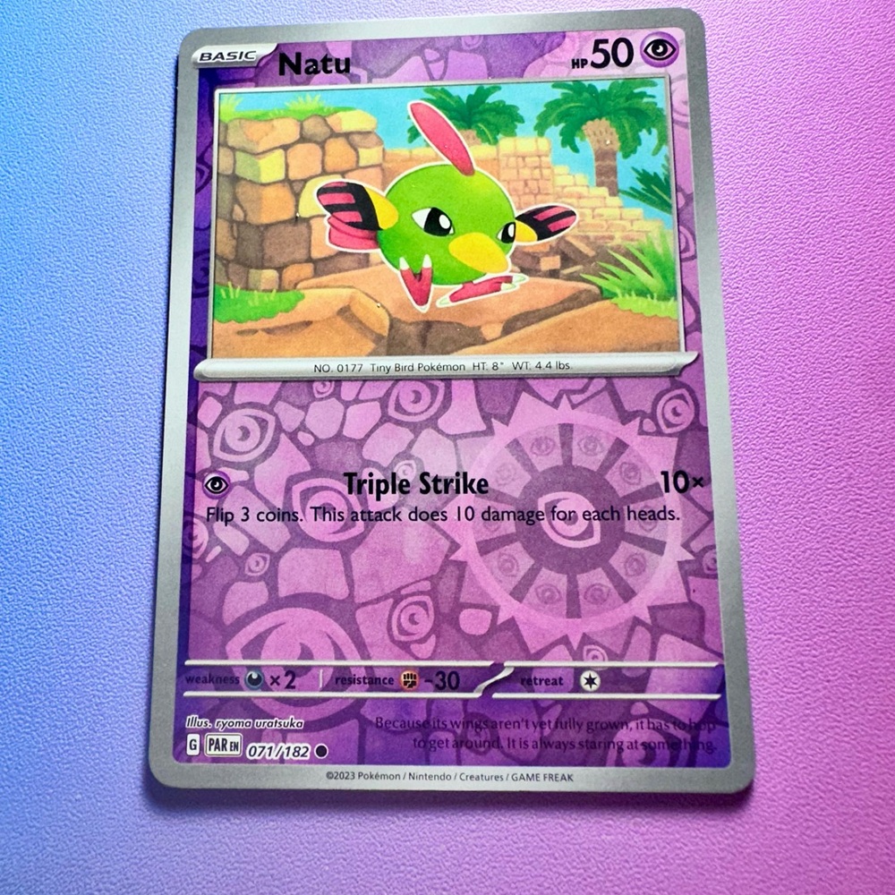 natu [reverse holo] - 071/182 (common) — pokemon: paradox rift